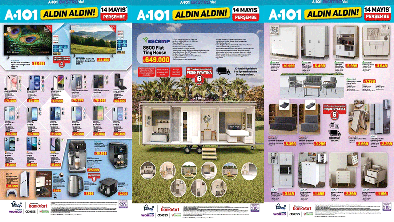 A101 14 Mayıs 2026 Online Aldın Aldın Kataloğu yayımlandı: A101 Online'a bugün Tiny House geliyor!