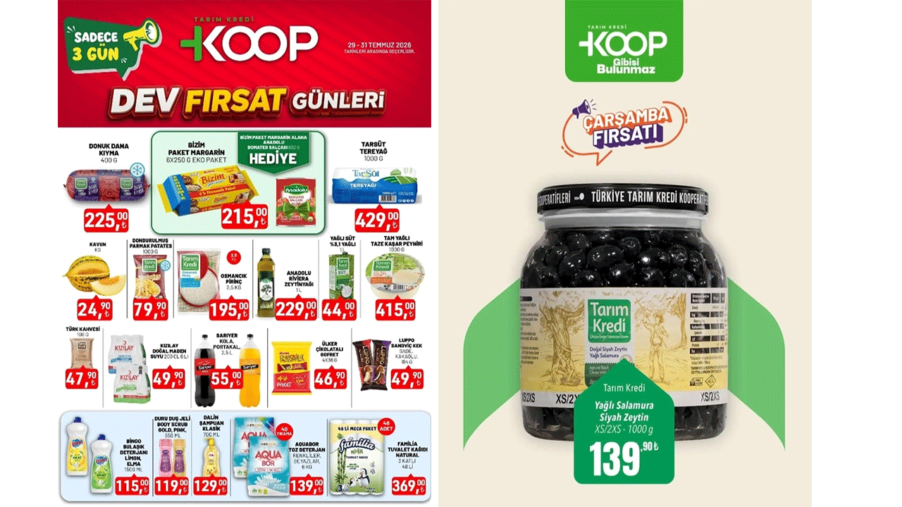 Fiyatlar dibe vurdu: Tarım Kredi 29-31 Temmuz 2026 Dev Fırsat Günleri başladı!
