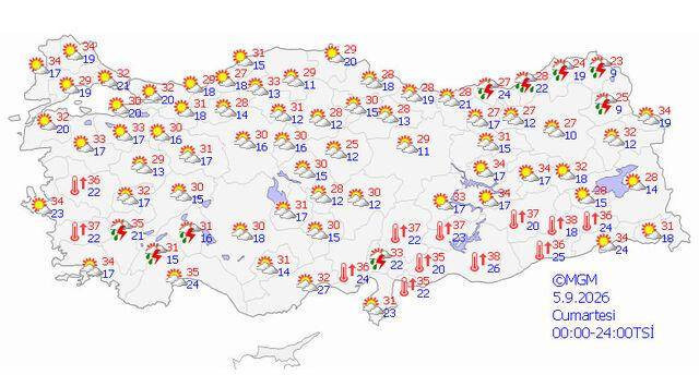 Meteoroloji’den uyarı: Bir yanda hava sıcaklığı 39 dereceyi görecek, diğer yanda sağanak var - Sayfa 1
