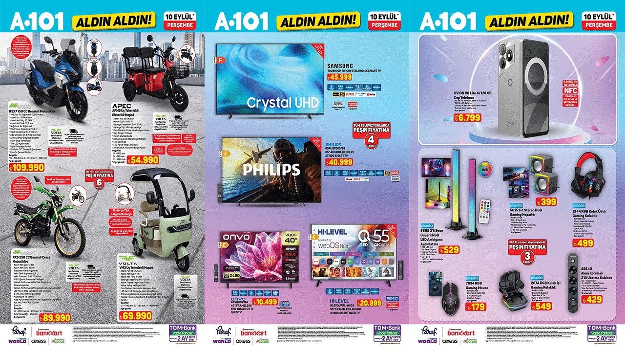 A101 10 EYLÜL KATALOĞU ÇIKTI! TAŞITTAN BEYAZ EŞYAYA DEV İNDİRİM (A101 10-16 EYLÜL)