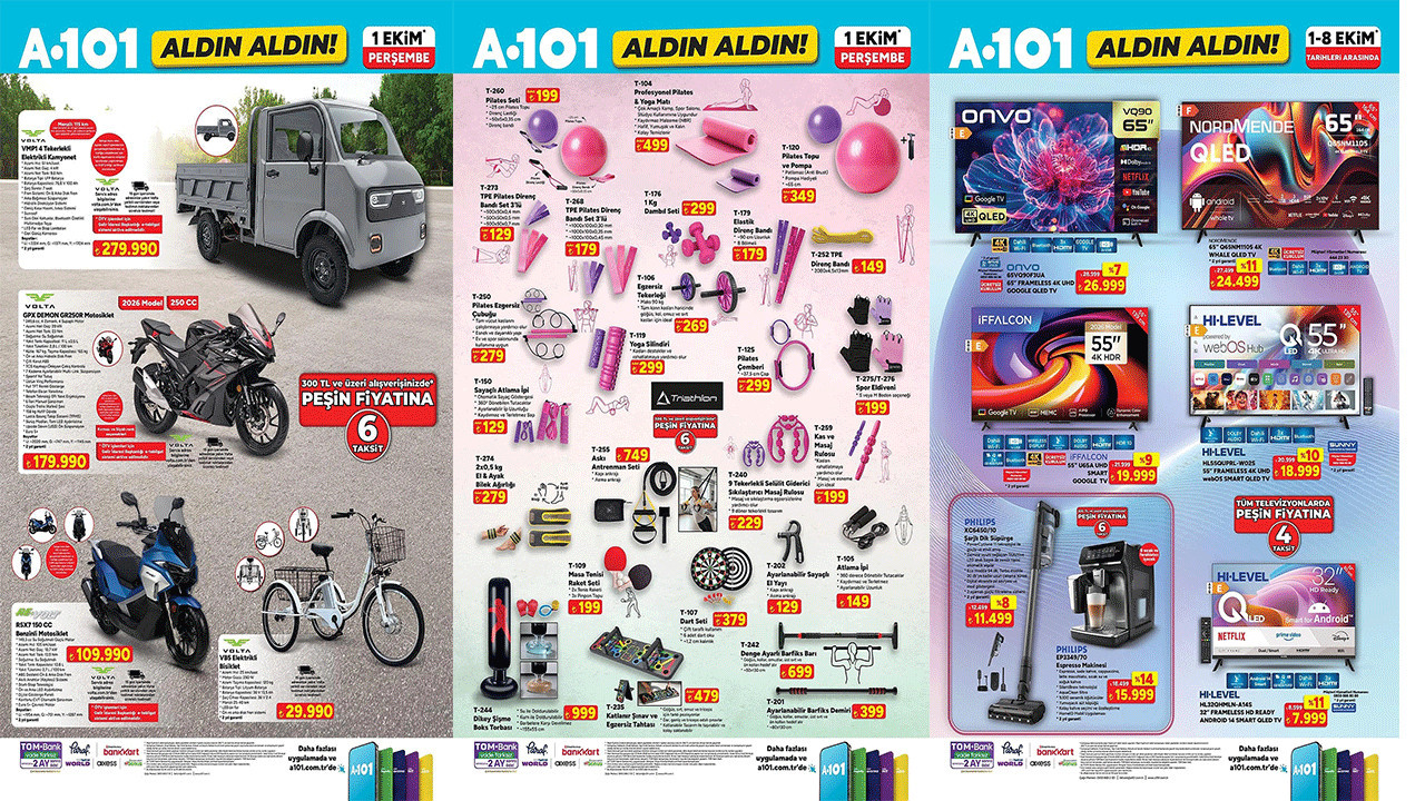 A101’E ELEKTRİKLİ KAMYONET, MOTOSİKLET VE ELEKTRİKLİ BİSİKLET GELİYOR (A101 1-7 EKİM)